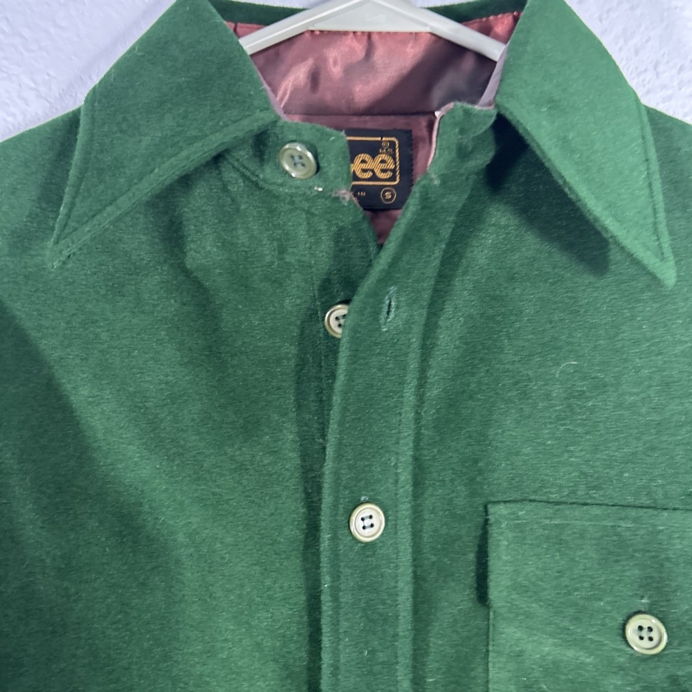 1980s Lee Shacket Size Small Forest Green Western Button Down Cruiser Shirt VTG - Picture 6 of 13